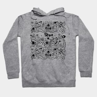 funny space doodles black and white Hoodie